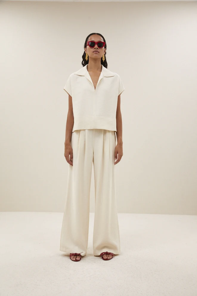 Blouses korte mouw beige by-bar - Image 2
