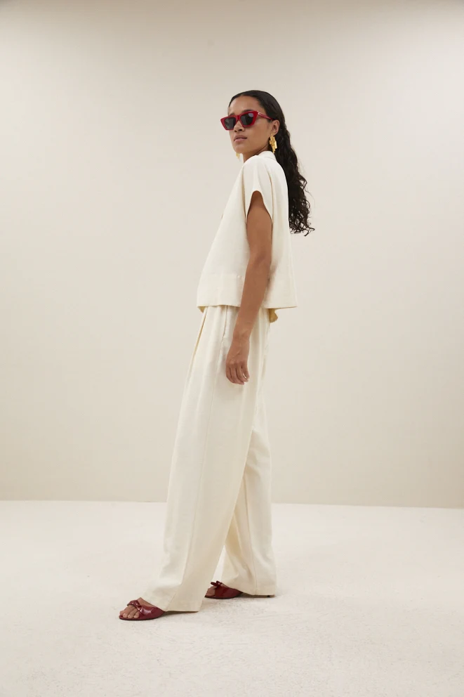 Blouses korte mouw beige by-bar - Image 3