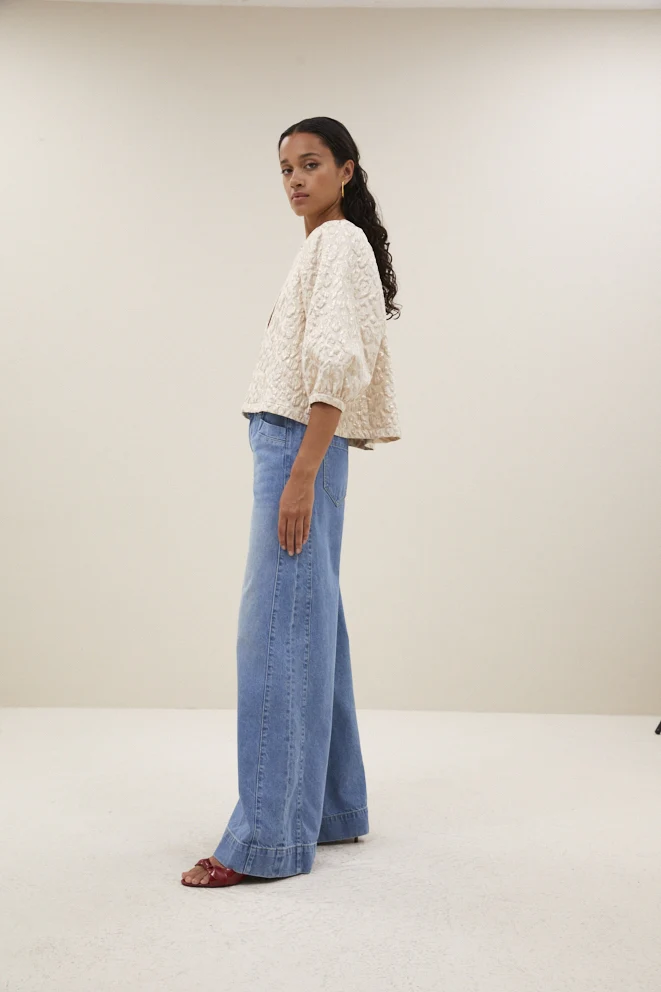 Blouses korte mouw beige by-bar - Image 2