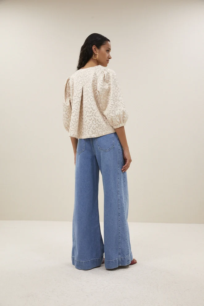 Blouses korte mouw beige by-bar - Image 3