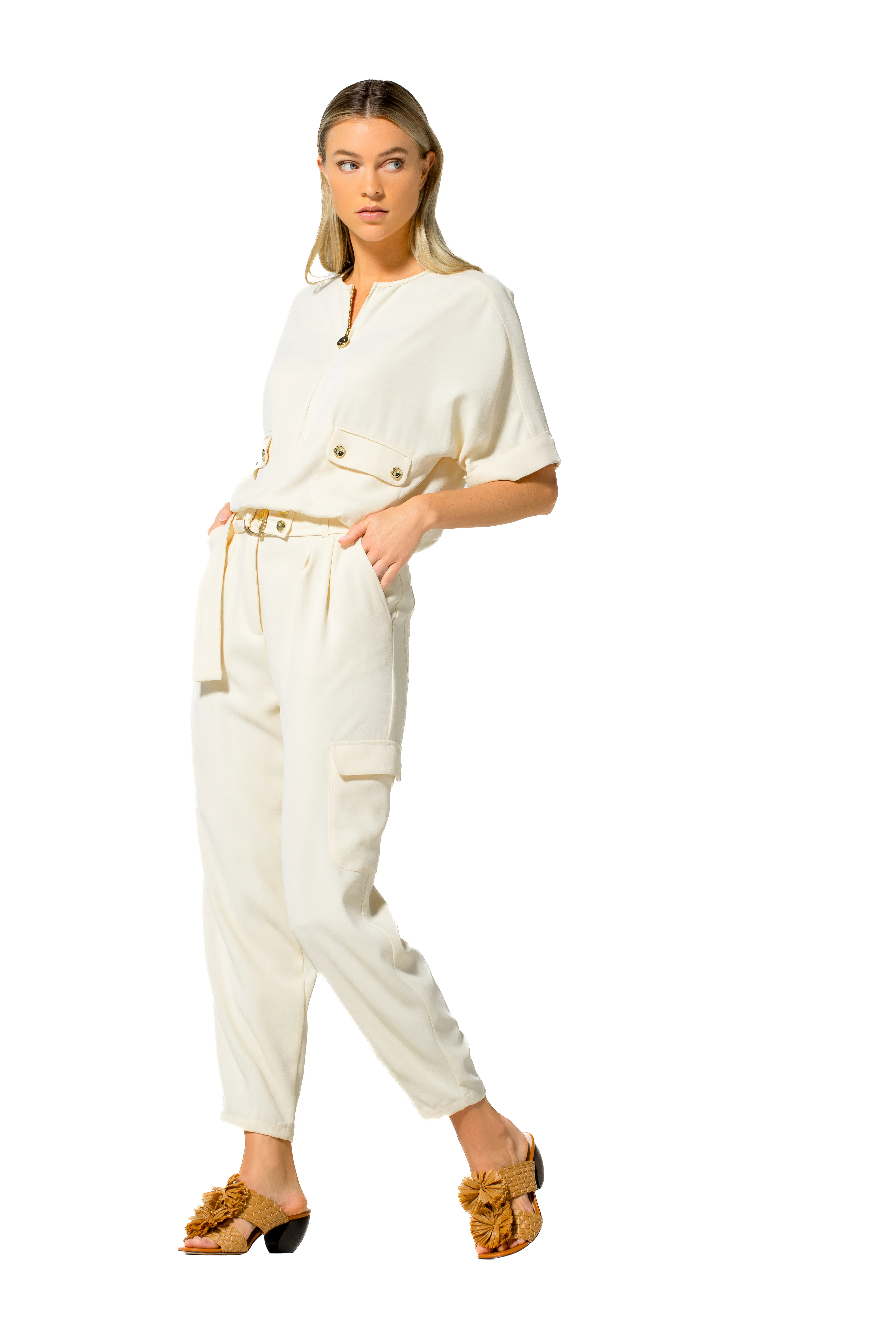 Blouses korte mouw beige Caroline Biss