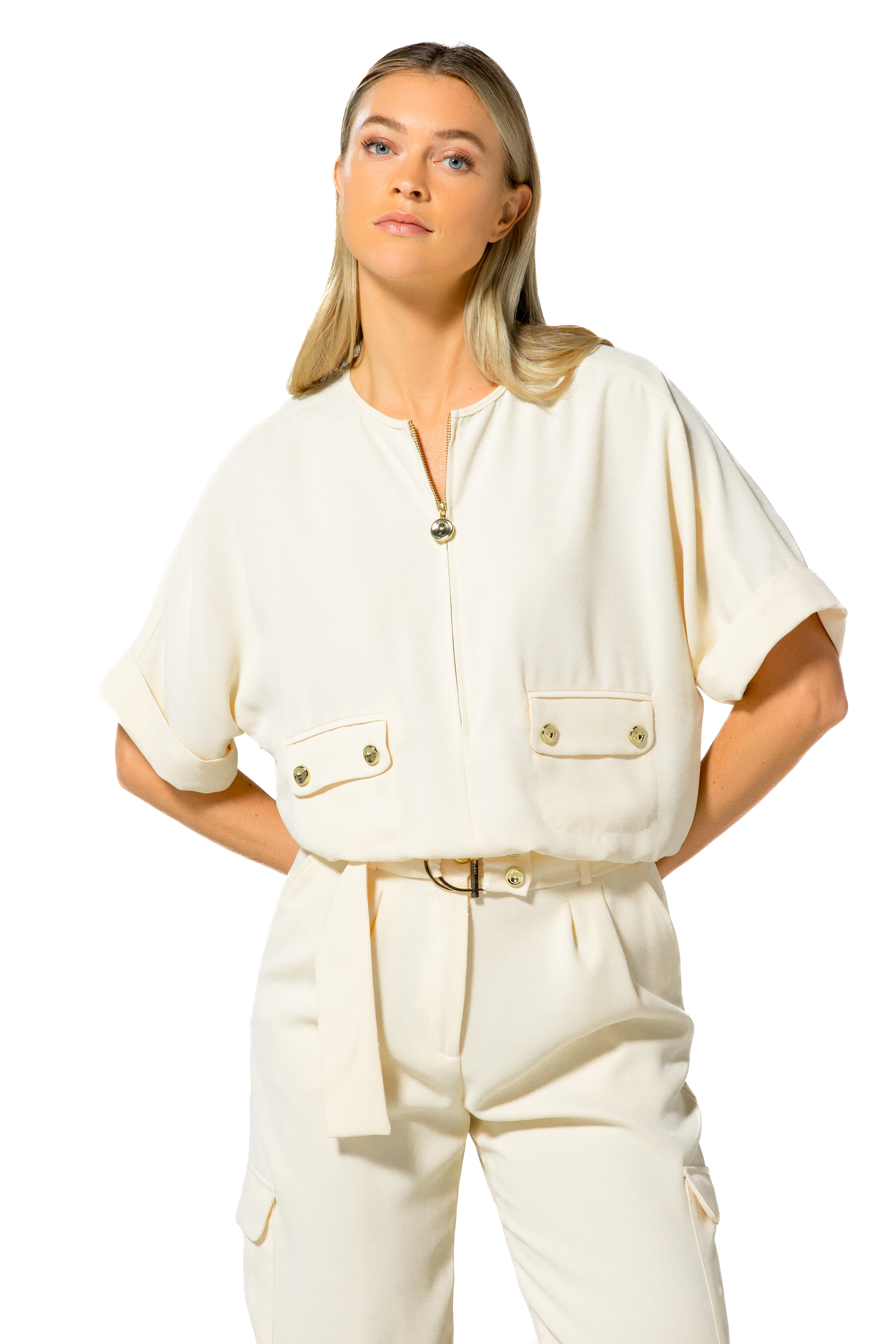 Blouses korte mouw beige Caroline Biss - Image 3