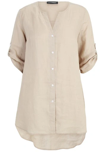 Blouses korte mouw beige Doris Streich