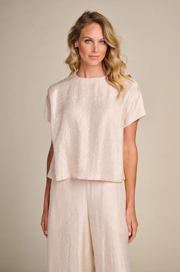 Blouses korte mouw beige Due Amanti - Image 2