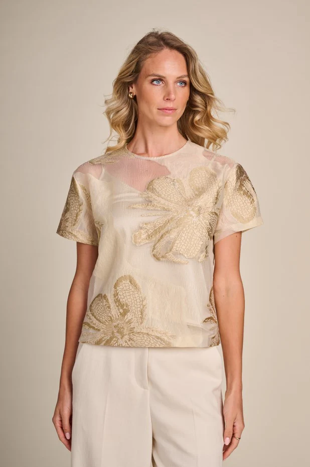 Blouses korte mouw beige Due Amanti - Image 2