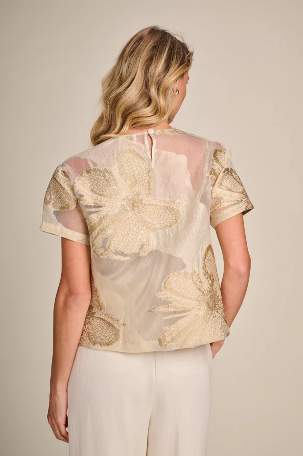 Blouses korte mouw beige Due Amanti - Image 3