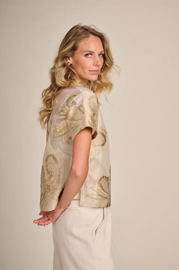 Blouses korte mouw beige Due Amanti - Image 4