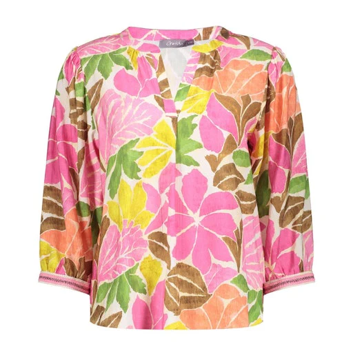 Blouses korte mouw beige Geisha - Image 2