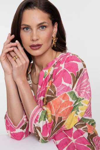 Blouses korte mouw beige Geisha - Image 7