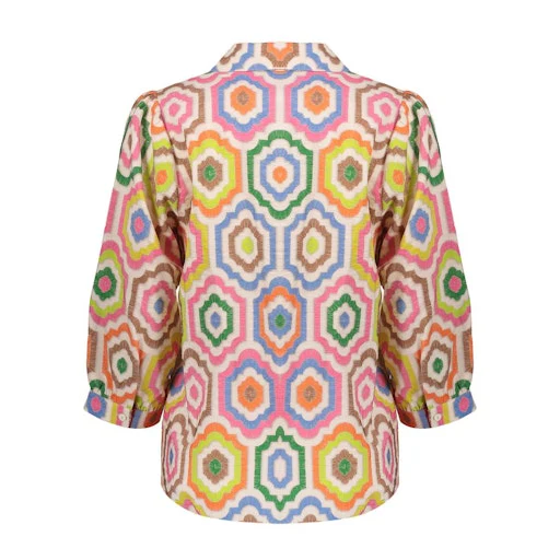 Blouses korte mouw beige Geisha - Image 4