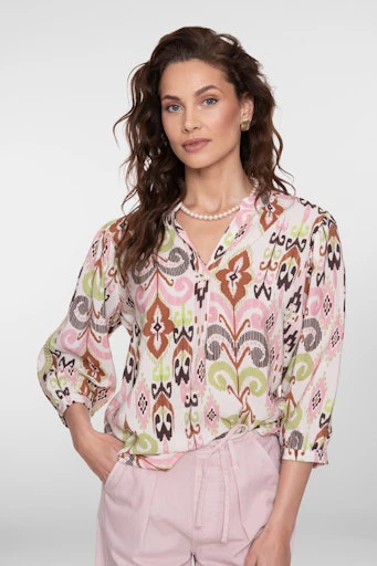 Blouses korte mouw beige Geisha