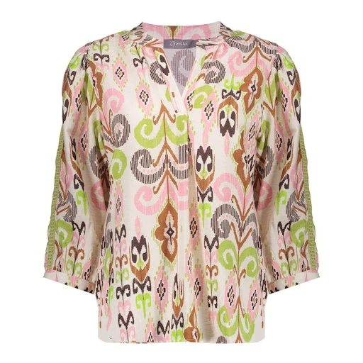 Blouses korte mouw beige Geisha - Image 2