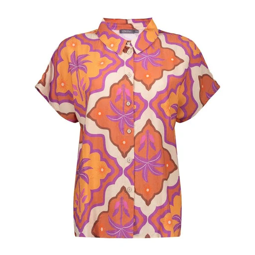 Blouses korte mouw beige Geisha - Image 2