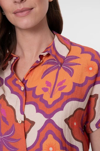 Blouses korte mouw beige Geisha - Image 6