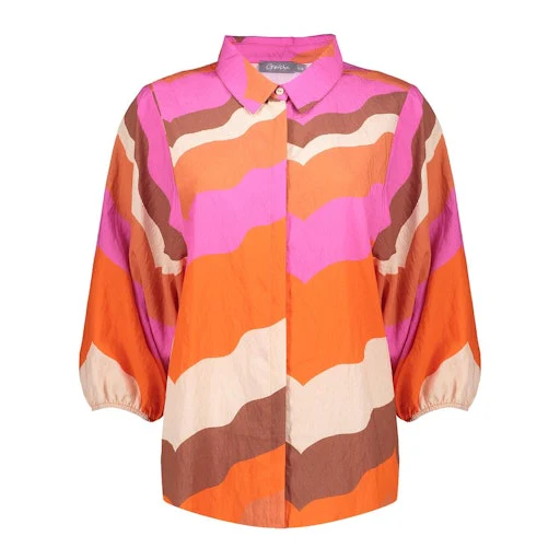 Blouses korte mouw beige Geisha - Image 2