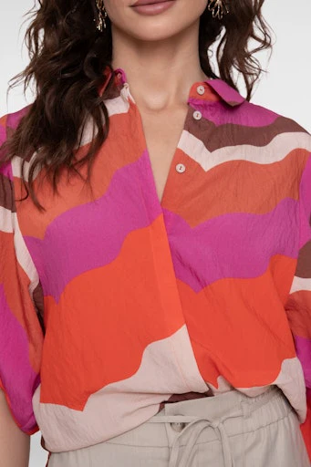 Blouses korte mouw beige Geisha - Image 5