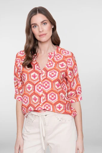 Blouses korte mouw beige Geisha