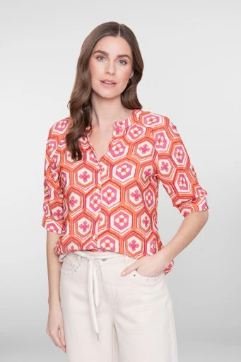 Blouses korte mouw beige Geisha - Image 6