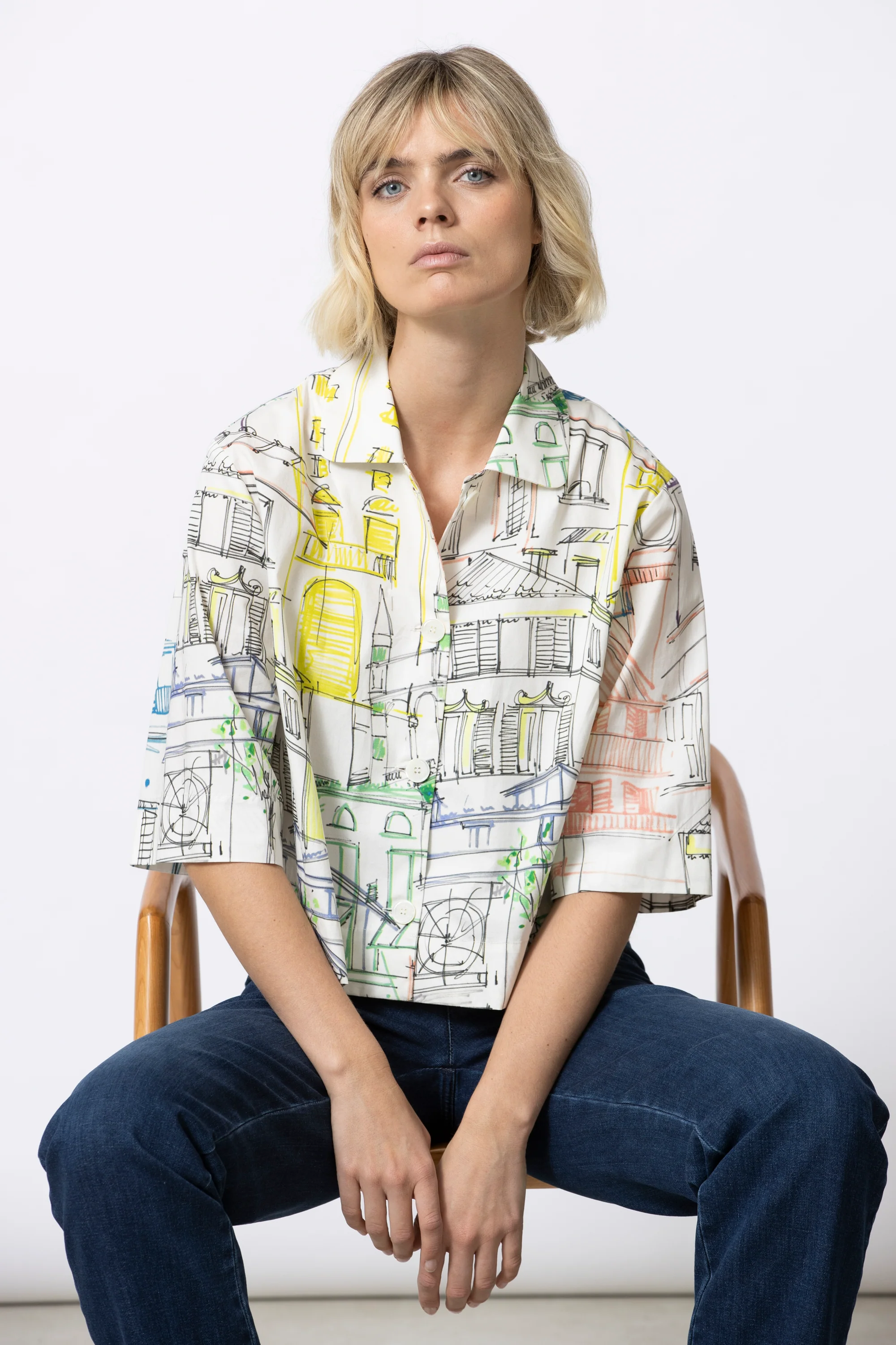 Blouses korte mouw beige Gigue