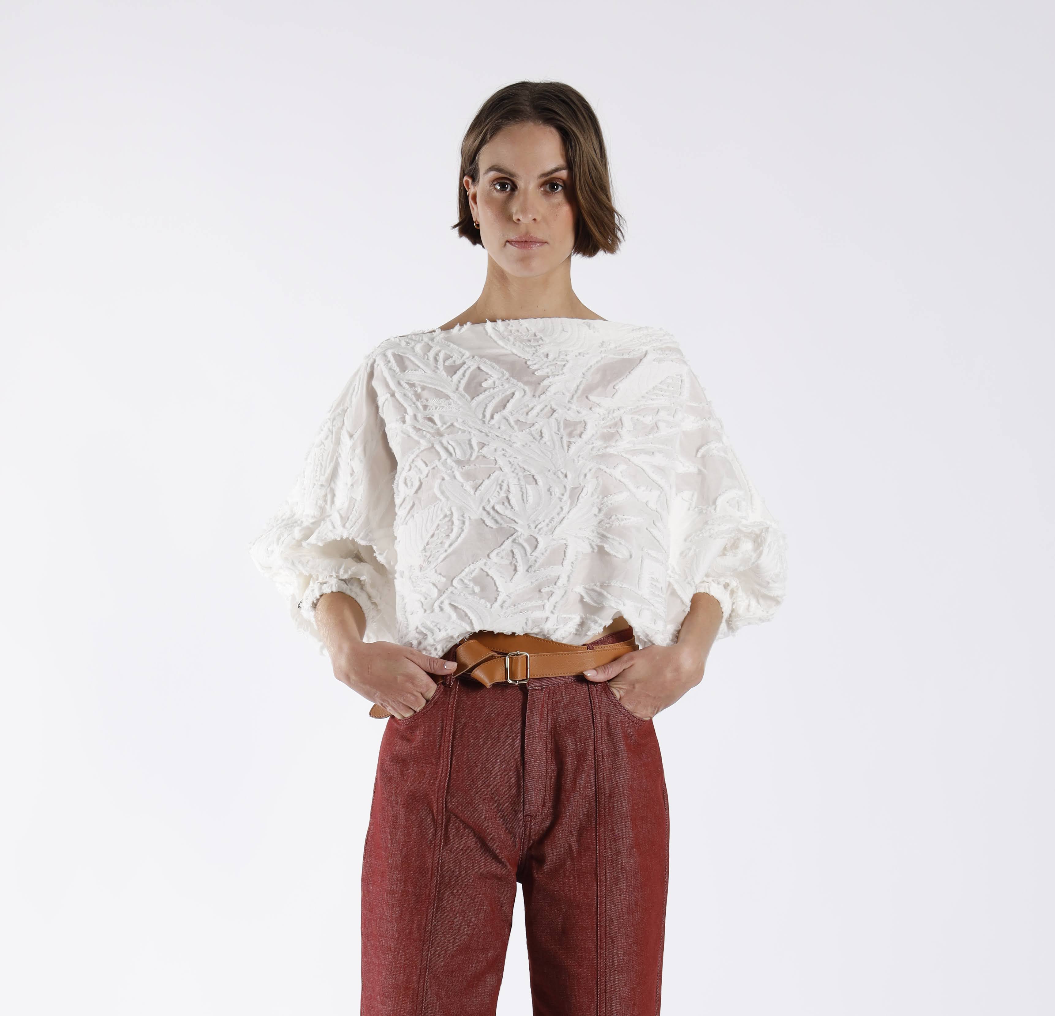 Blouses korte mouw beige Julia June