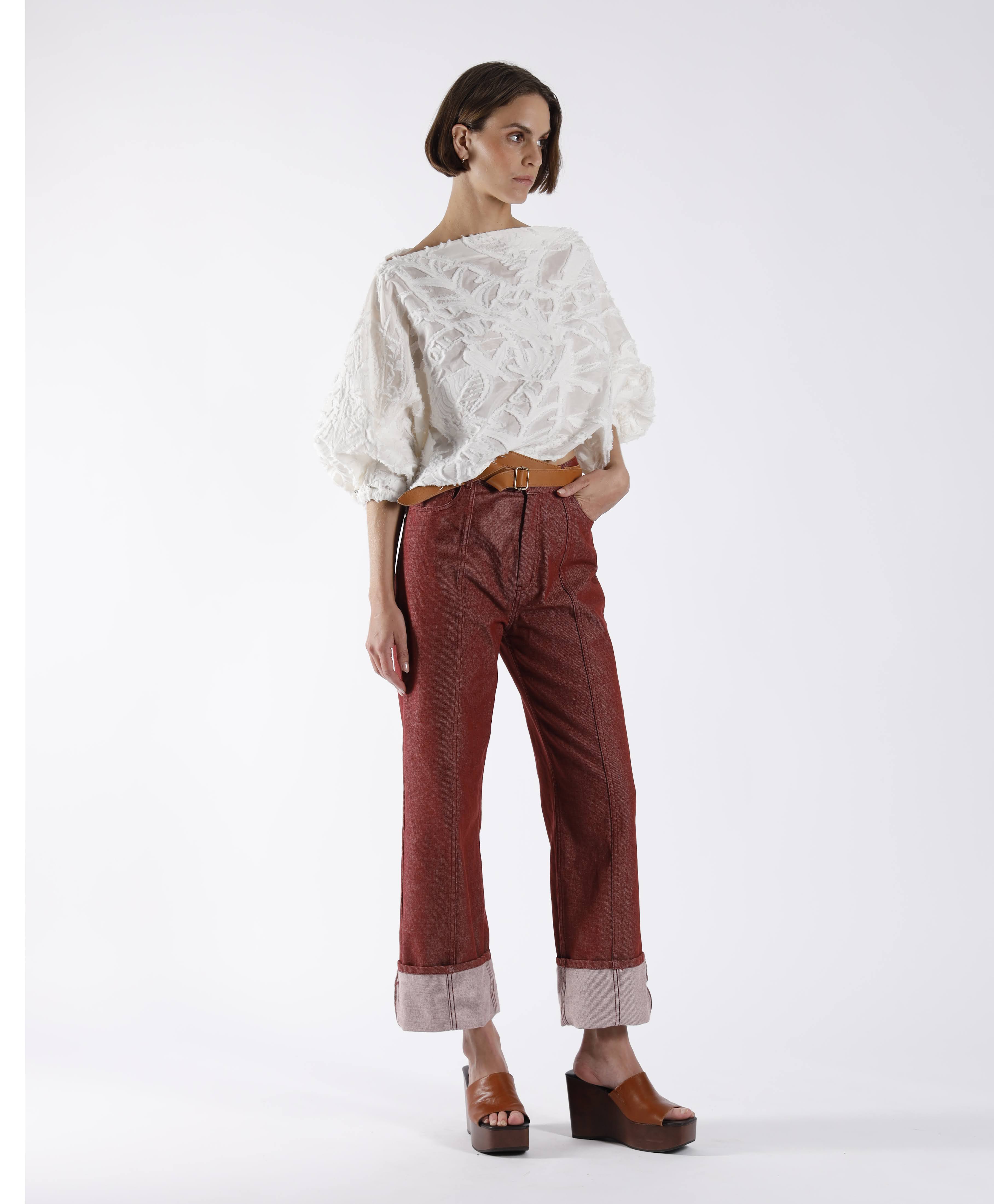 Blouses korte mouw beige Julia June - Image 3