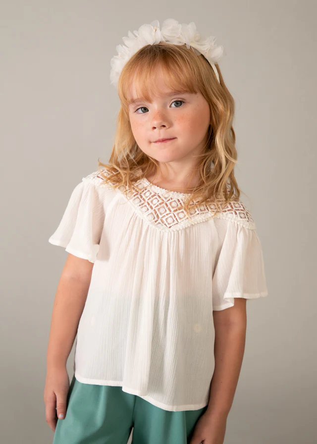 Blouses korte mouw beige Mayoral