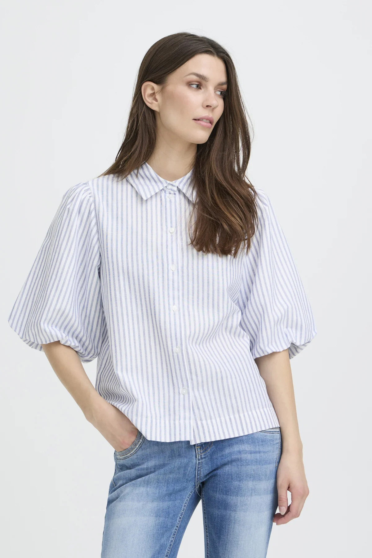 Blouses korte mouw beige Pulz Jeans