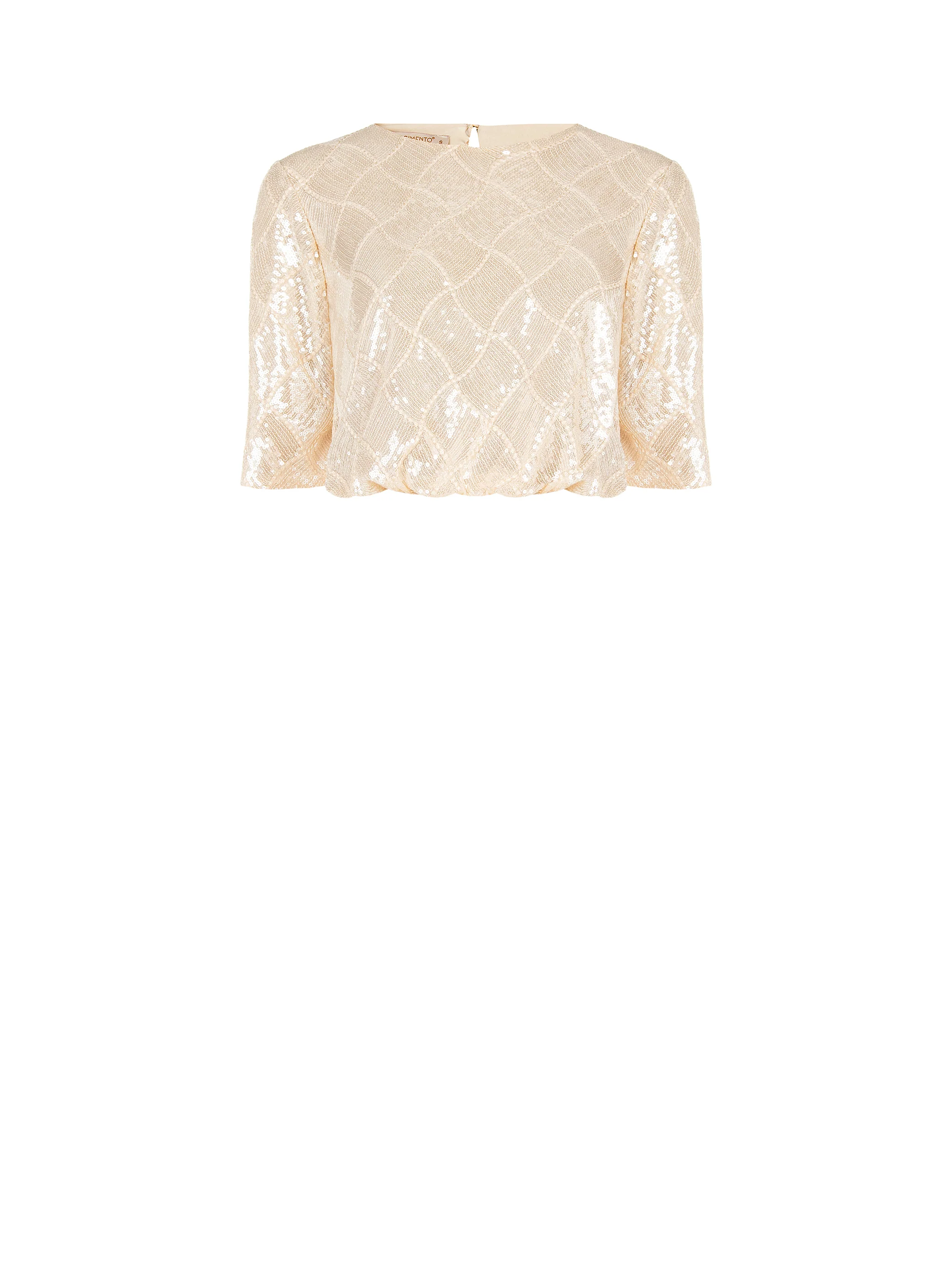 Blouses korte mouw beige Rinascimento