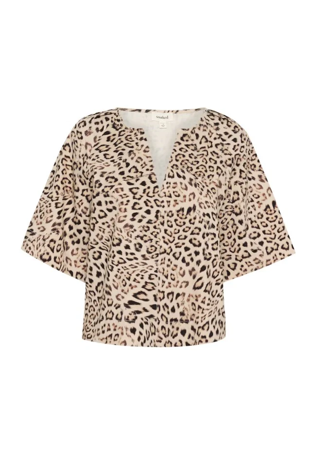 Blouses korte mouw beige Soaked In Luxury - Image 4