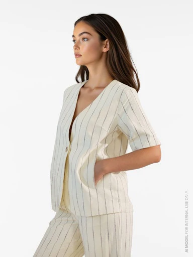 Blouses korte mouw beige VILA - Image 3