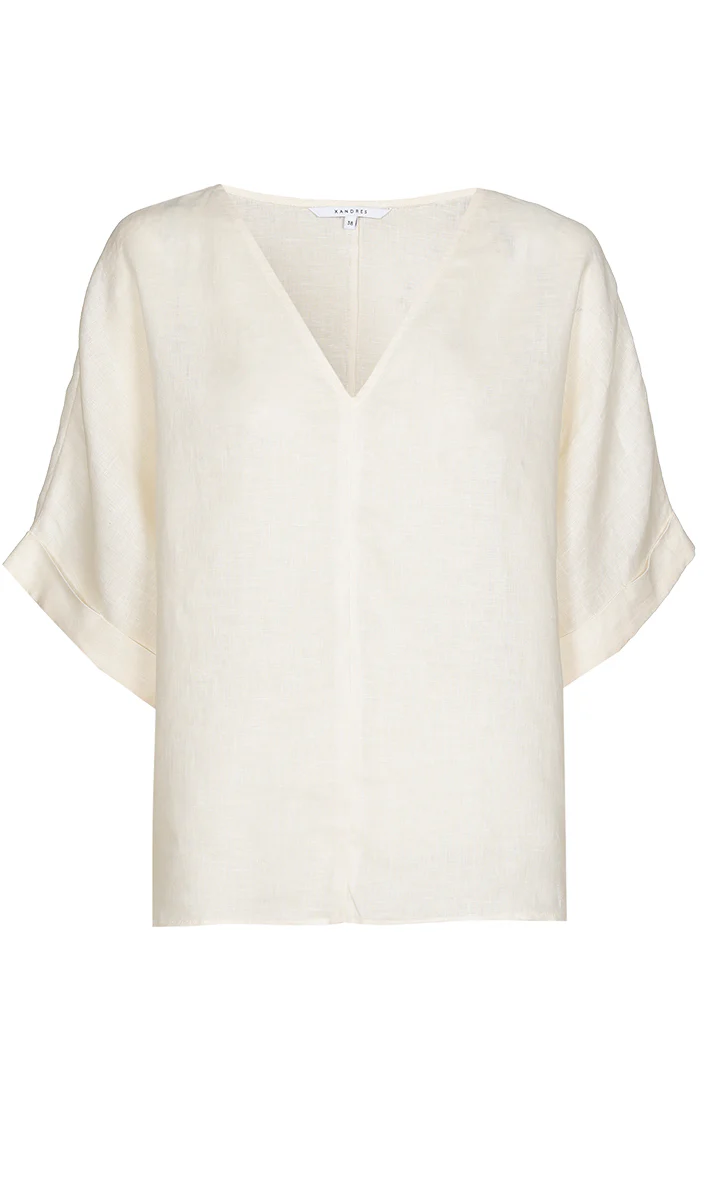 Blouses korte mouw beige Xandres