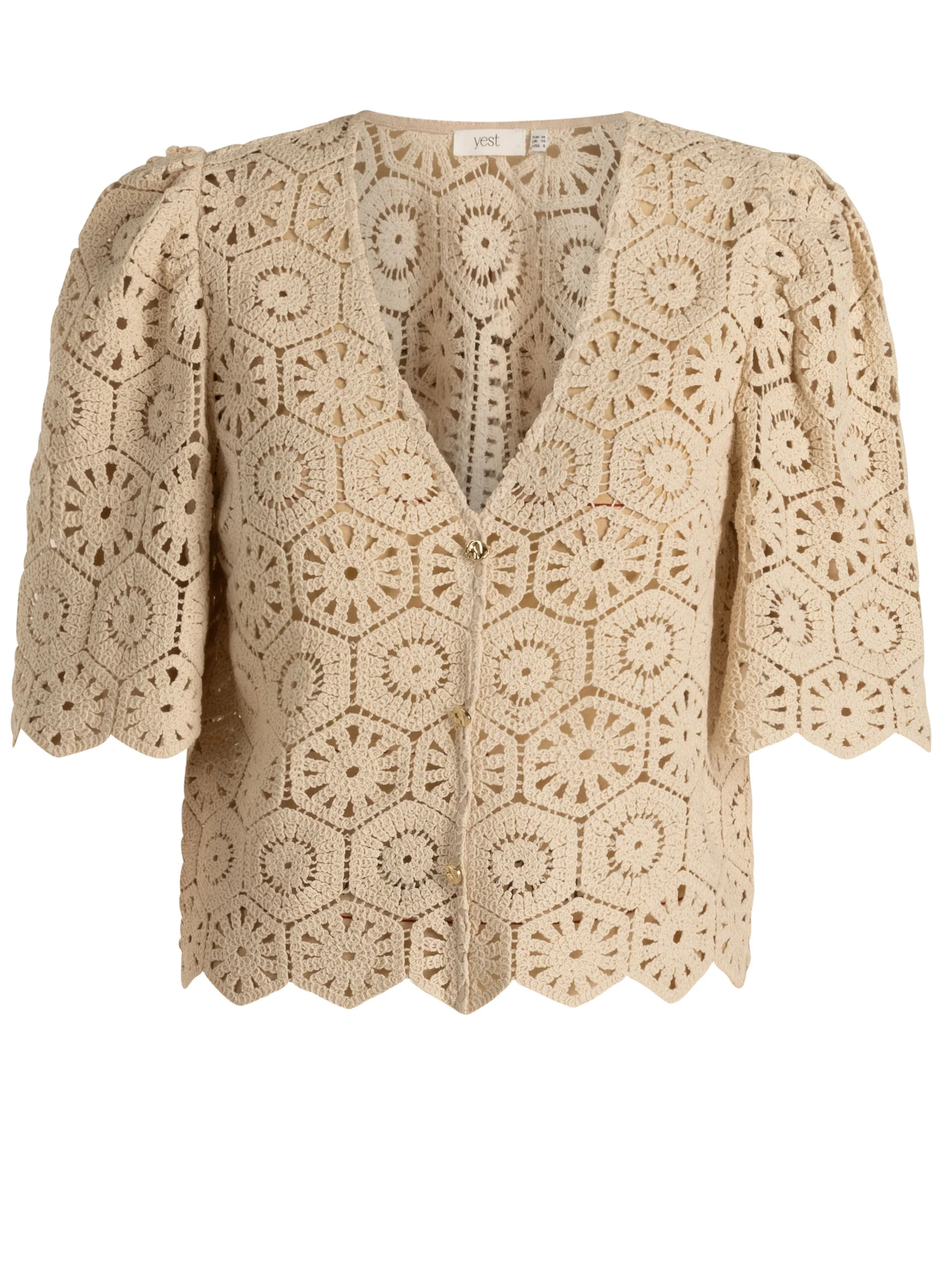 Blouses korte mouw beige yest curve