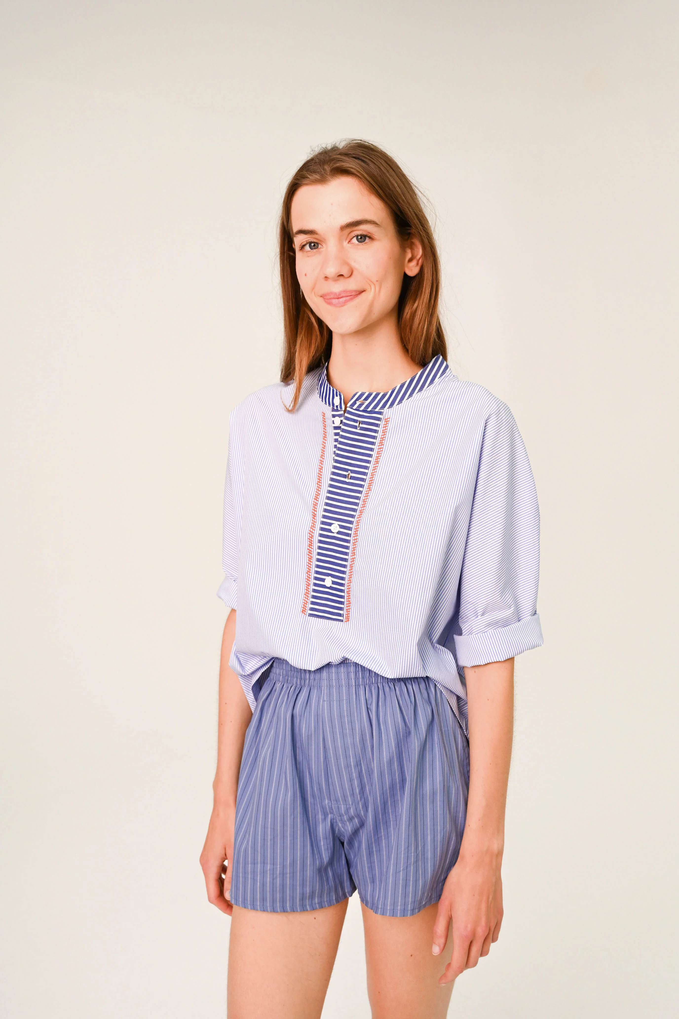 Blouses korte mouw blauw Sacrécoeur