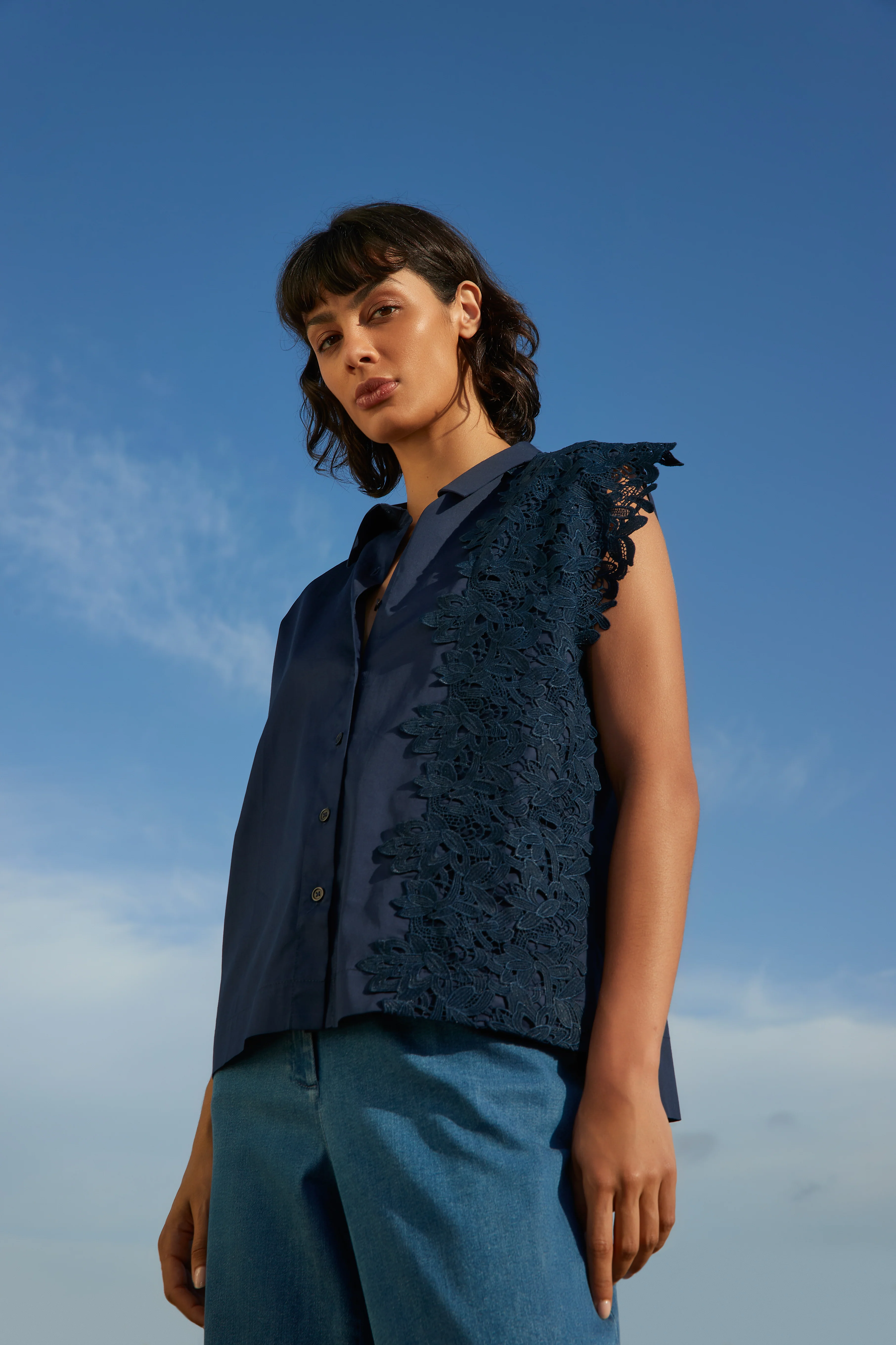 Blouses korte mouw blauw Atmos