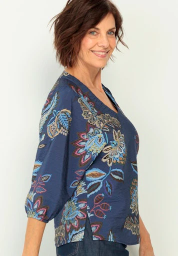 Blouses korte mouw blauw Bianca - Image 3