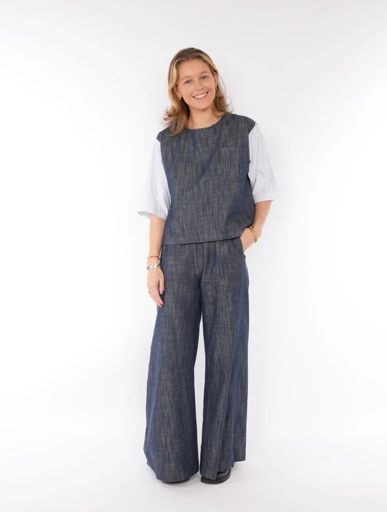 Blouses korte mouw blauw BLACK ROSE