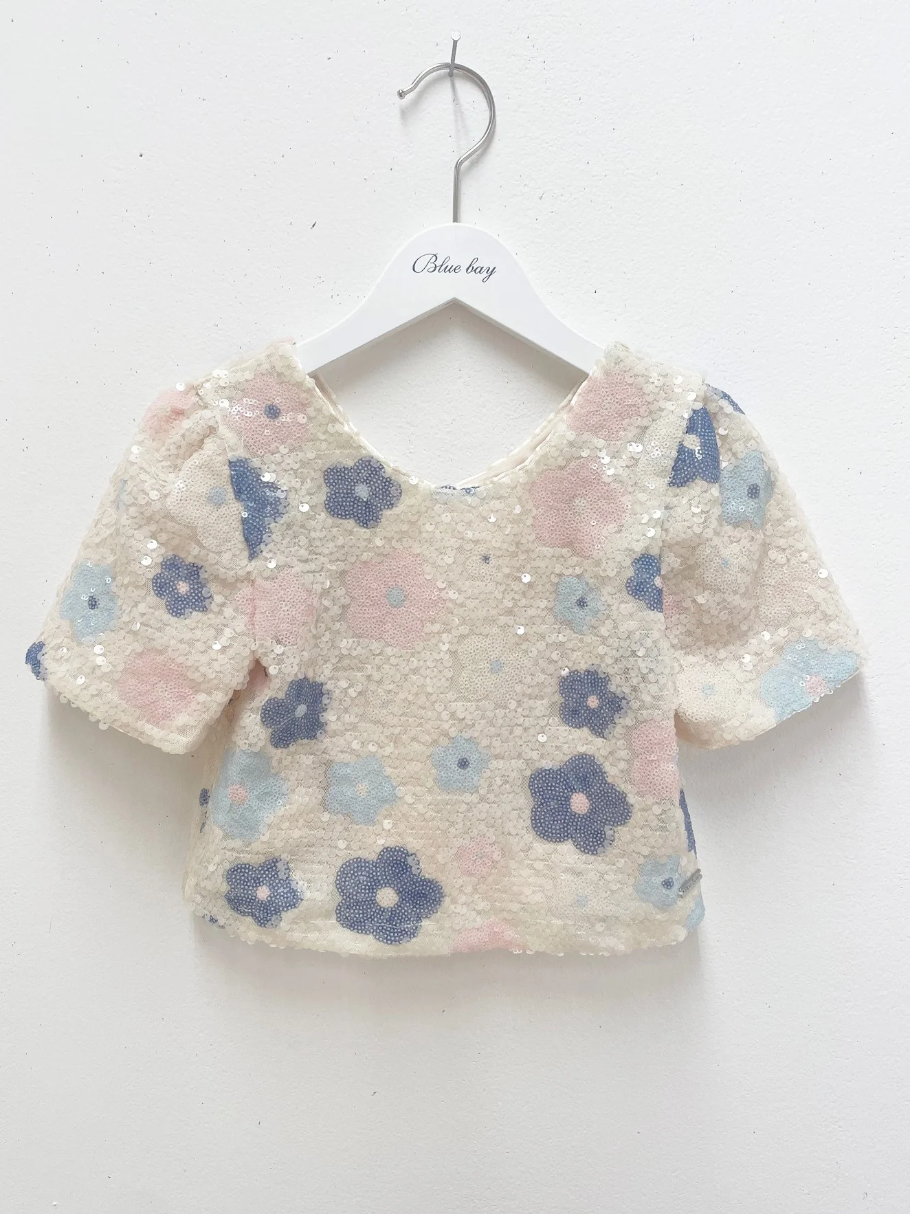 Blouses korte mouw blauw Blue Bay
