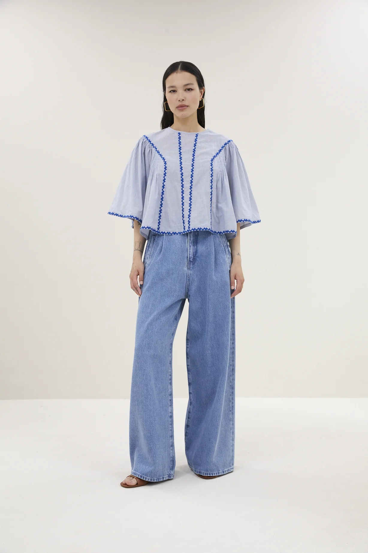 Blouses korte mouw blauw by-bar - Image 2