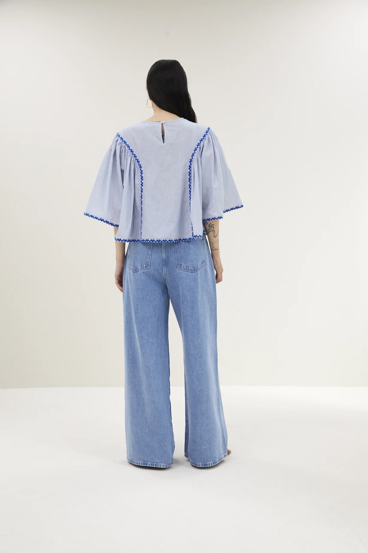 Blouses korte mouw blauw by-bar - Image 4