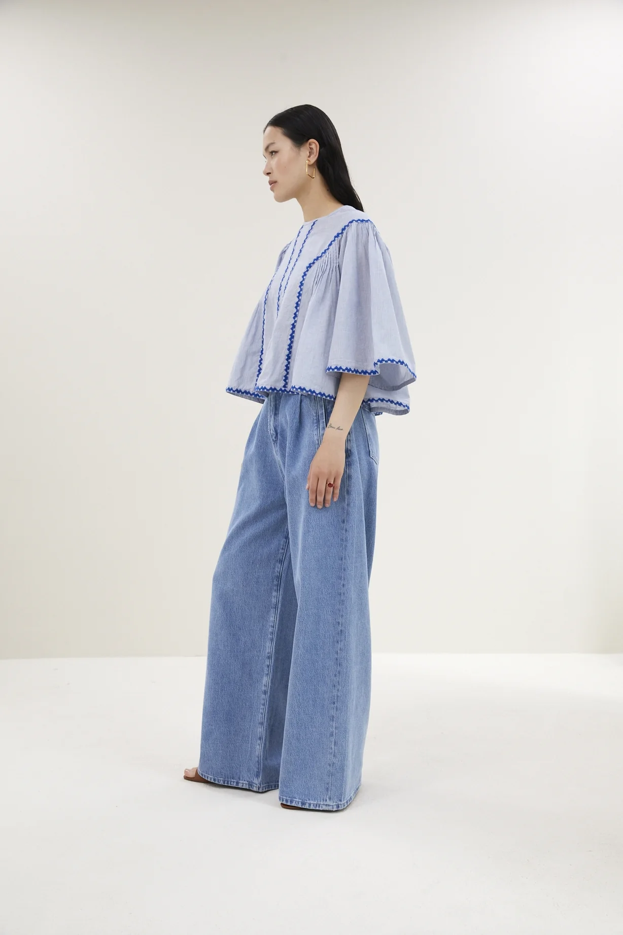 Blouses korte mouw blauw by-bar - Image 5