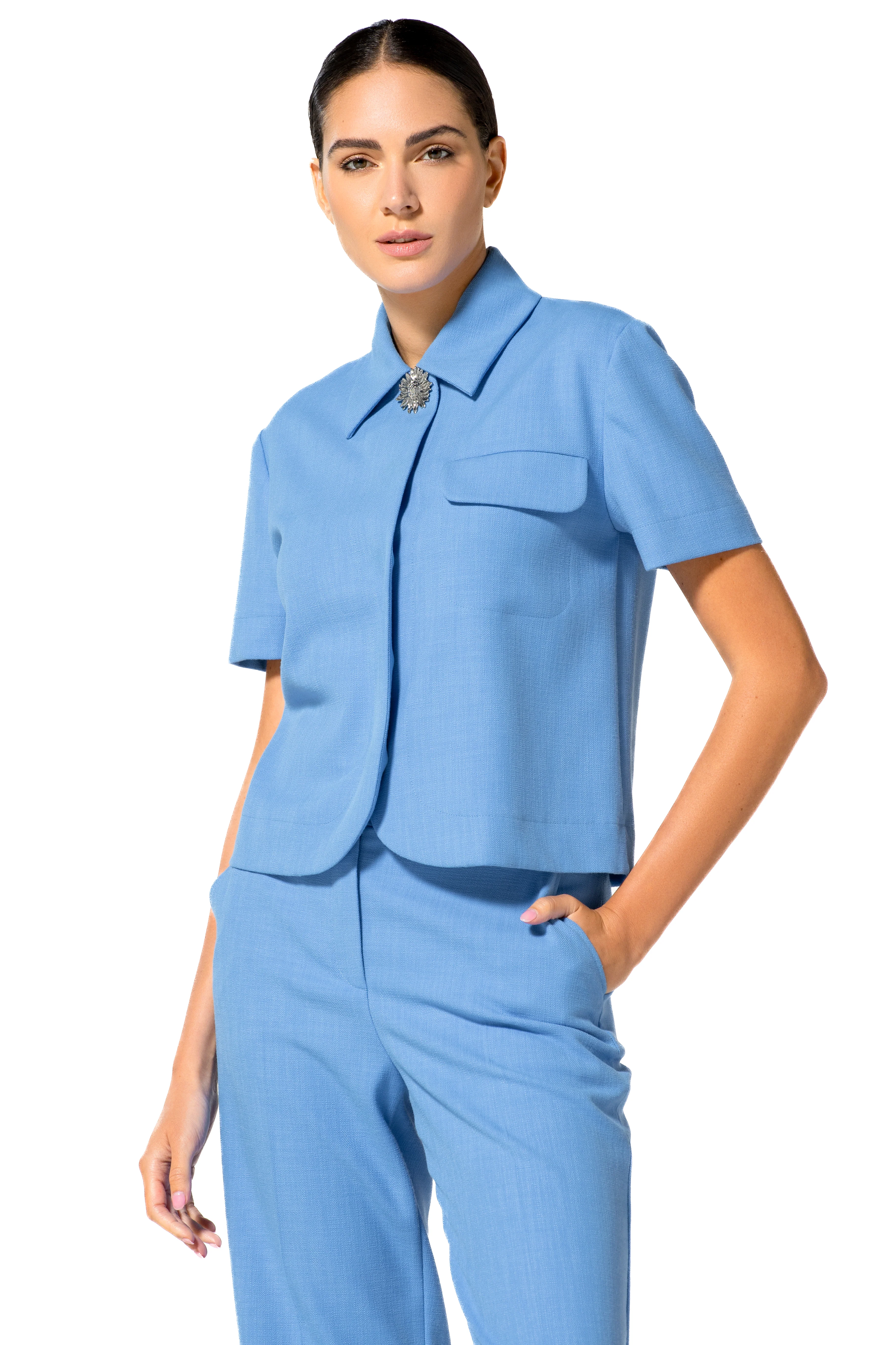 Blouses korte mouw blauw Caroline Biss - Image 3