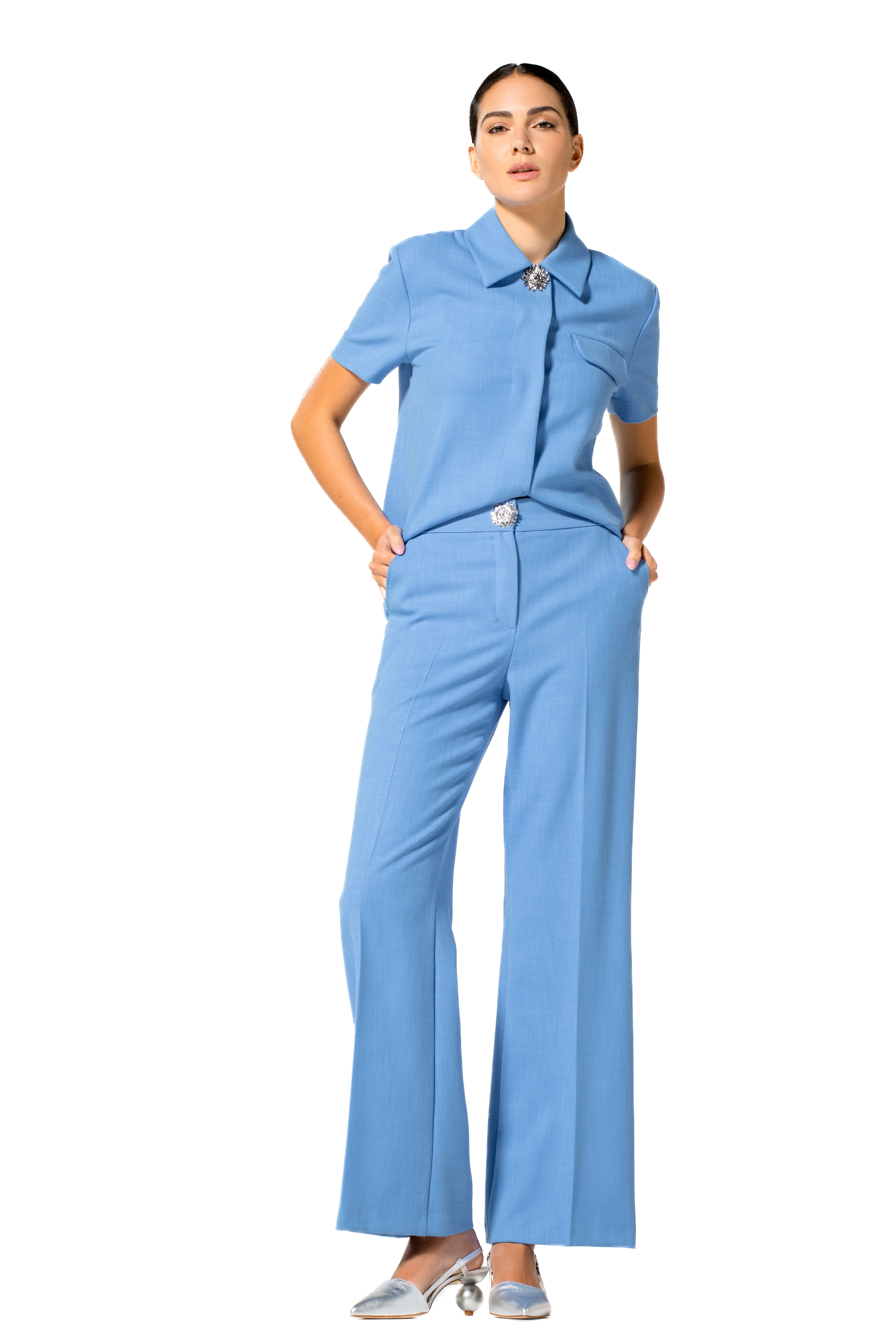 Blouses korte mouw blauw Caroline Biss - Image 4