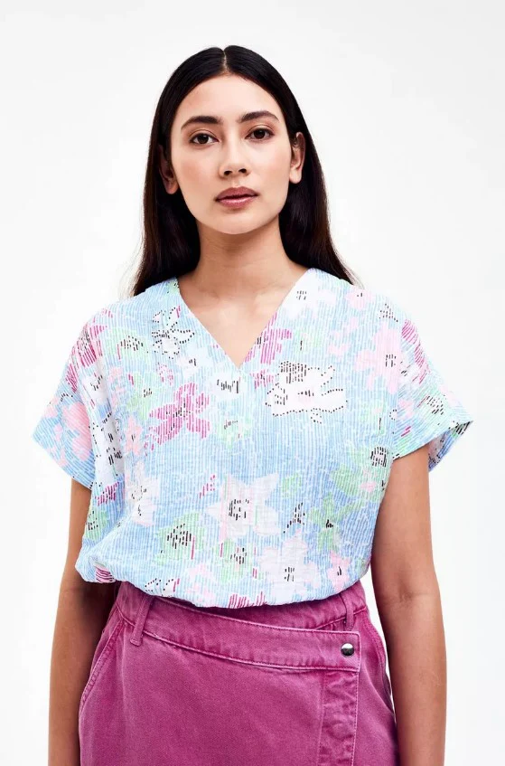 Blouses korte mouw blauw CKS