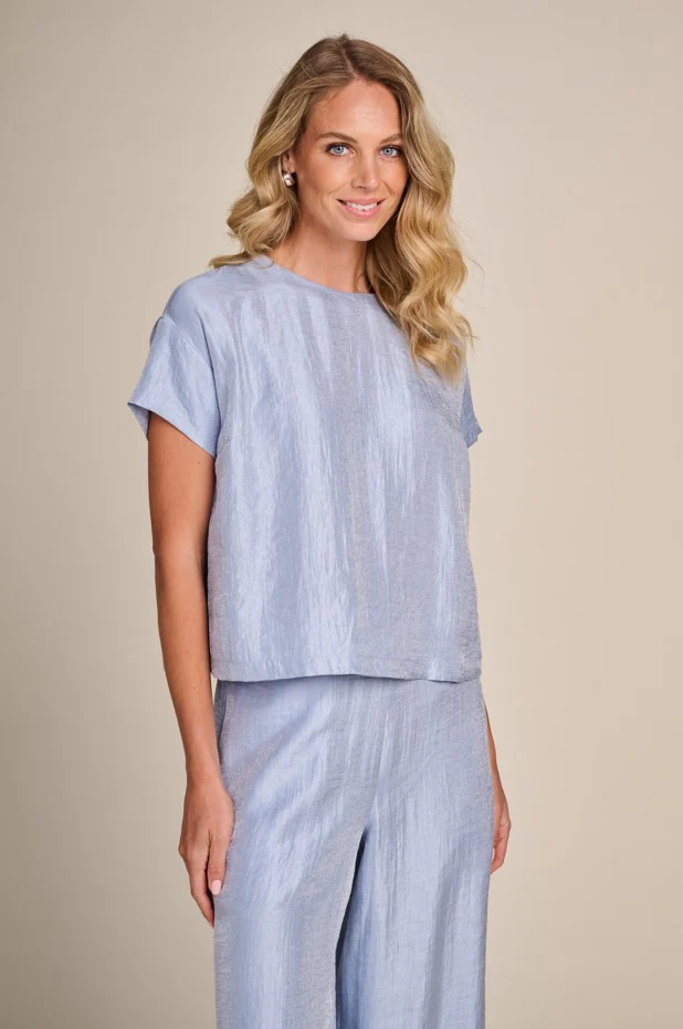 Blouses korte mouw blauw Due Amanti