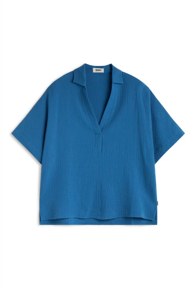 Blouses korte mouw blauw ECOALF - Image 2