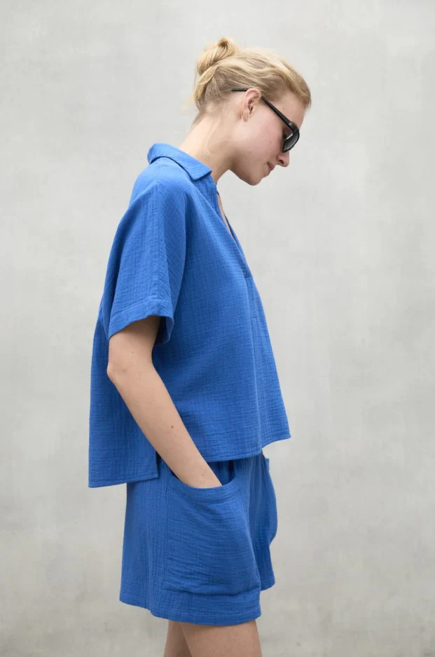 Blouses korte mouw blauw ECOALF - Image 3