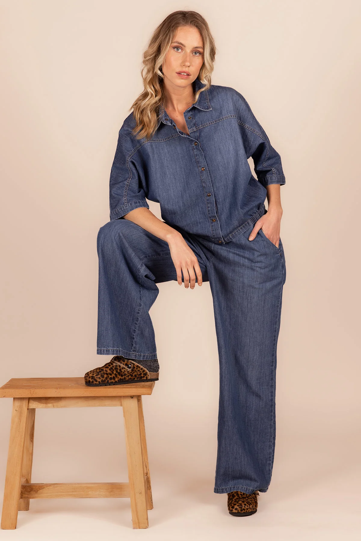 Blouses korte mouw blauw Four Roses - Image 4