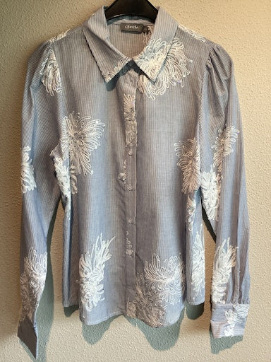 Blouses lange mouw blauw Geisha - Image 2