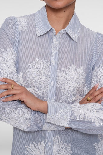 Blouses lange mouw blauw Geisha - Image 3