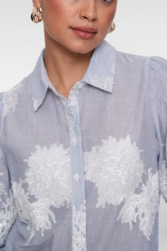 Blouses lange mouw blauw Geisha - Image 5